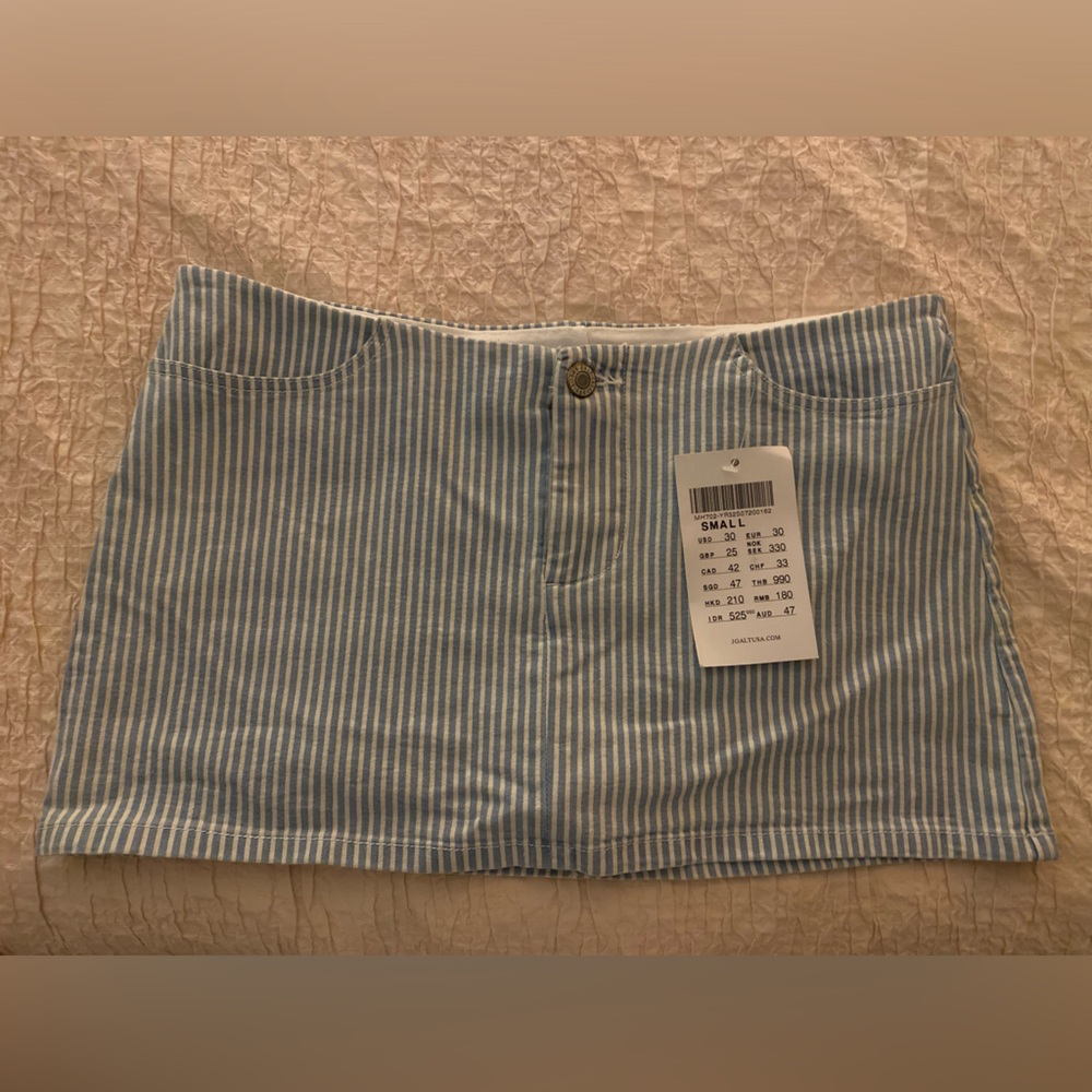 Blue and White Striped Skirt